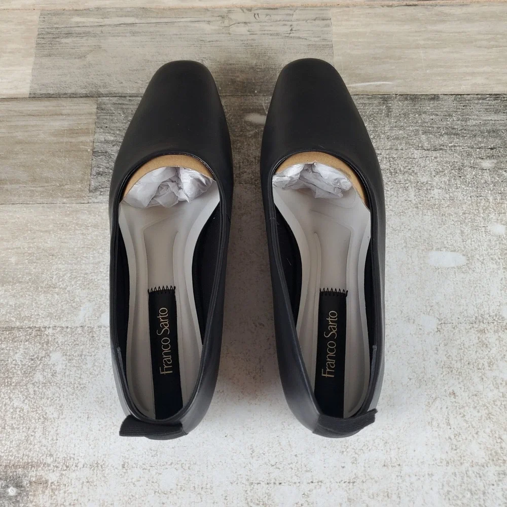 Franco Sarto Faris Womens Flat Loafers Sz 6.5 Black Leather Comfort Slip On